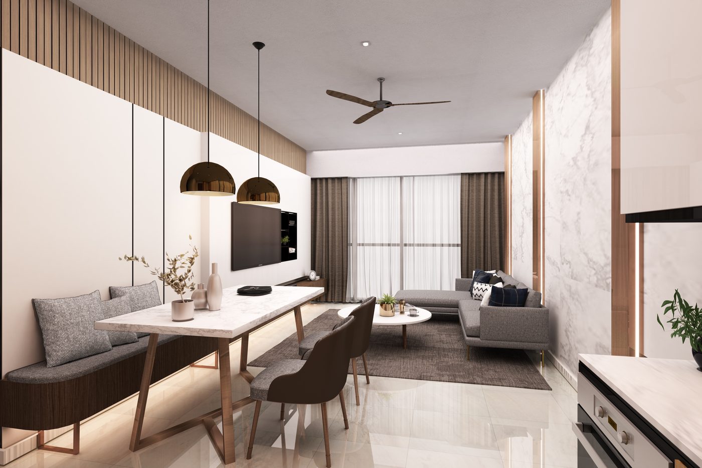 Type B living room — partly furnished