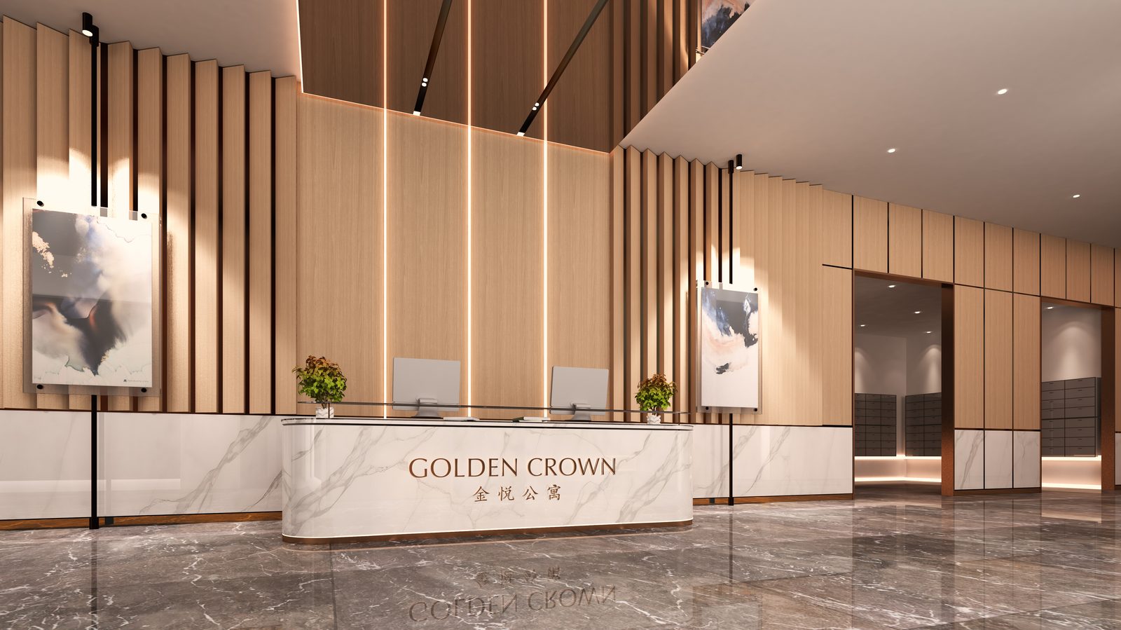 Golden Crown reception lobby — artist's impression