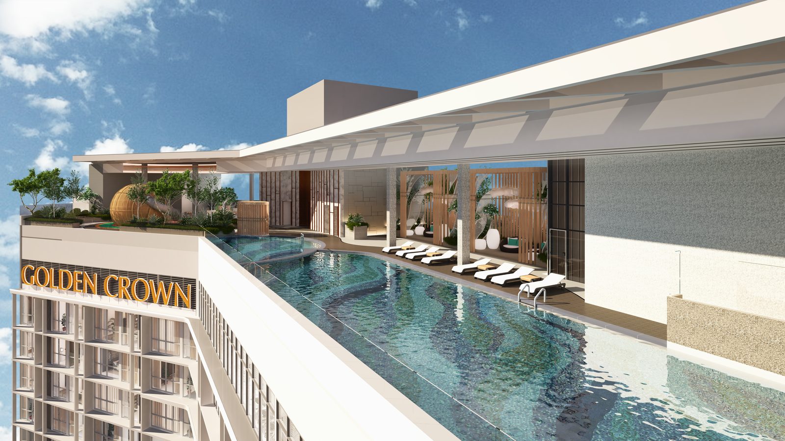 Golden Crown infinity pool on level 58 over the KL skyline