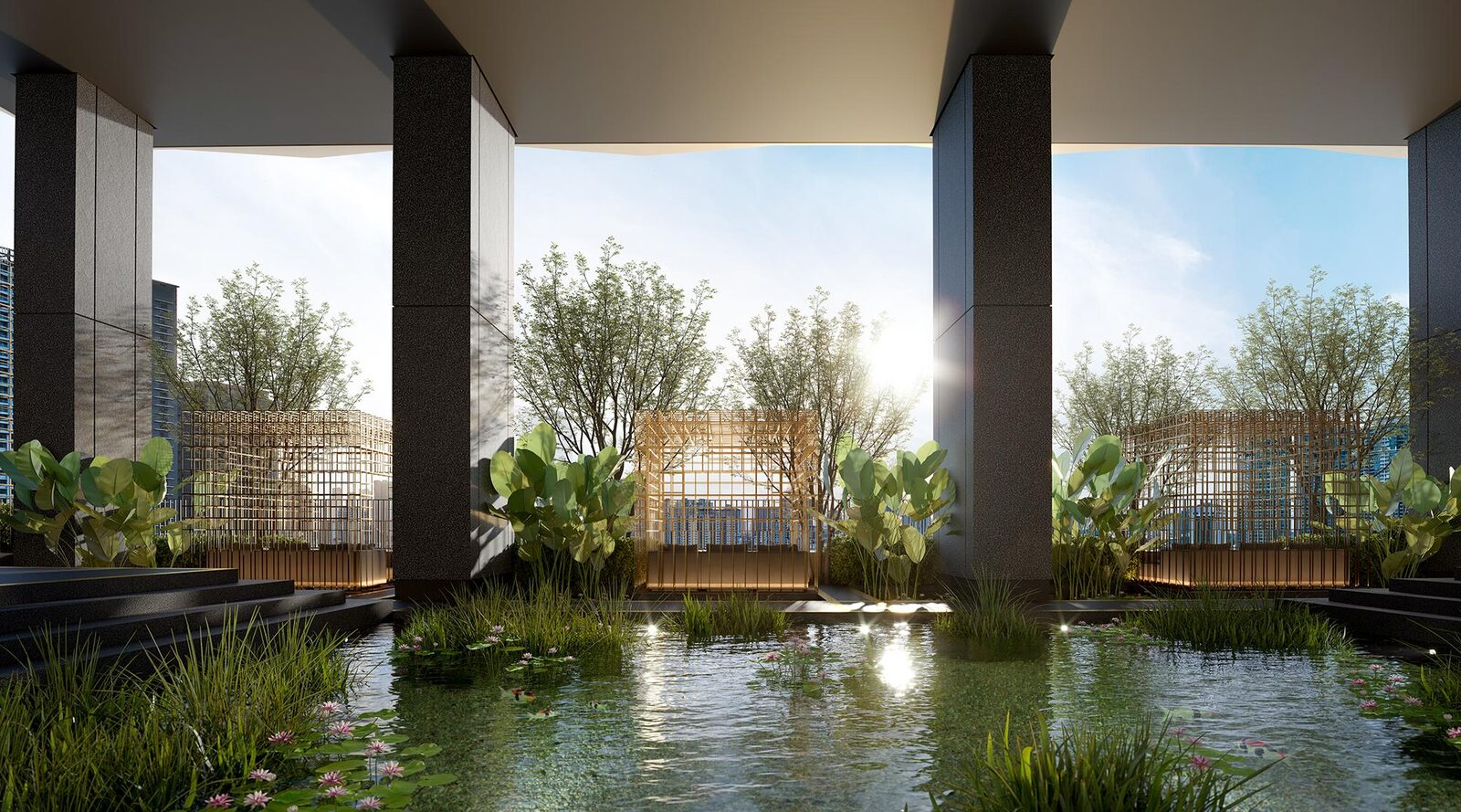 Sky garden reflection pool