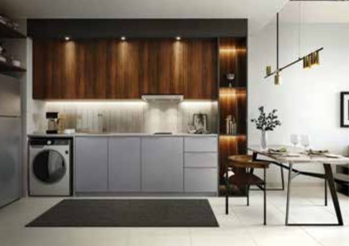 Fitted kitchen with washer-dryer